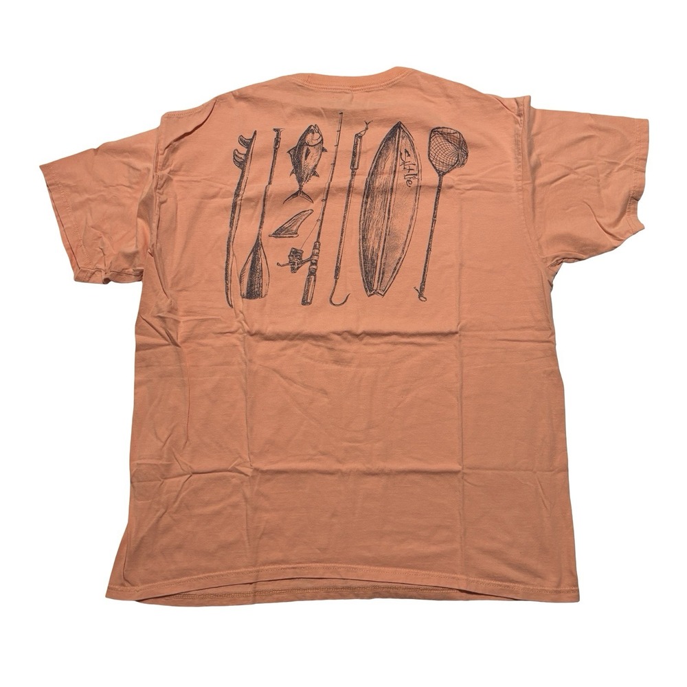 Salt Life Live Salty Men's Fishing Graphic T Shirt Orange Size Large 21 x 27